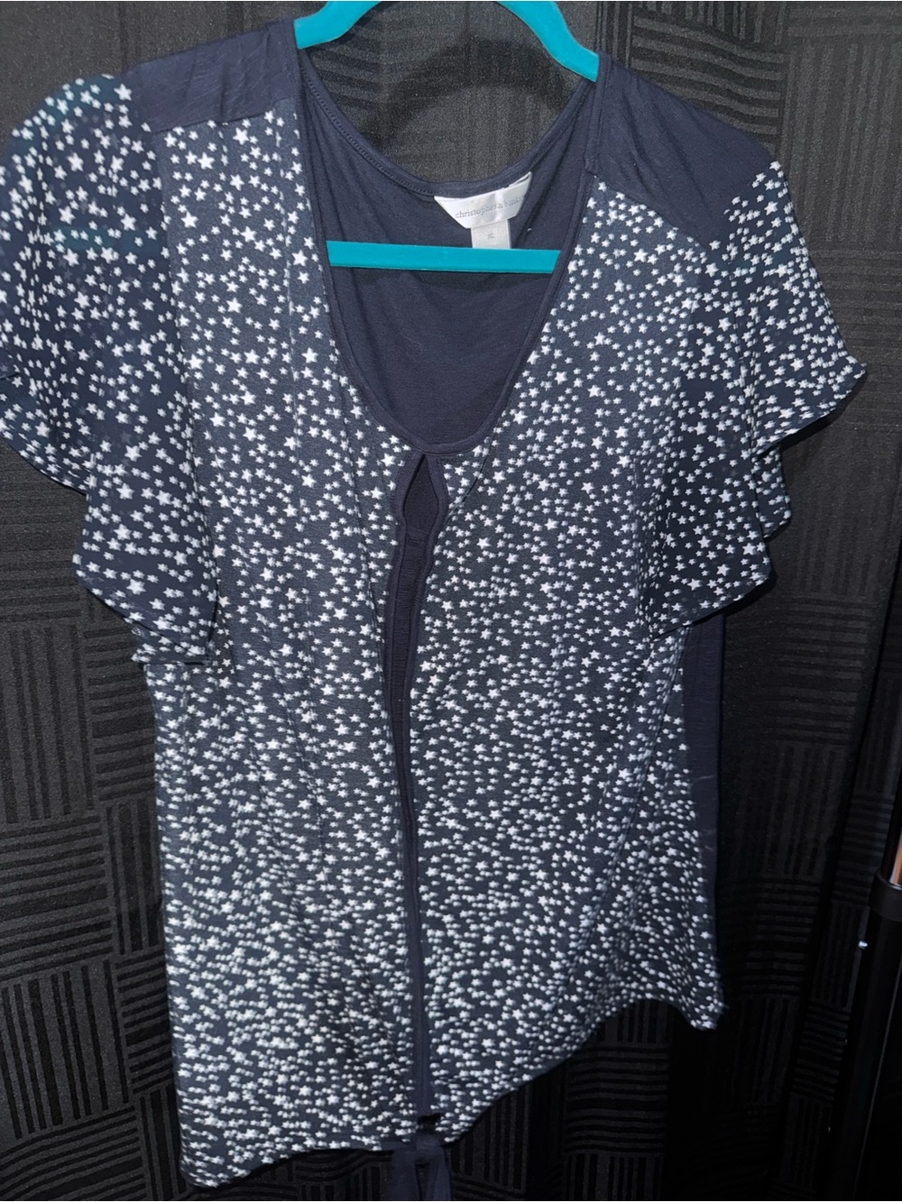 Christopher & Banks Navy and White Star Print Top
